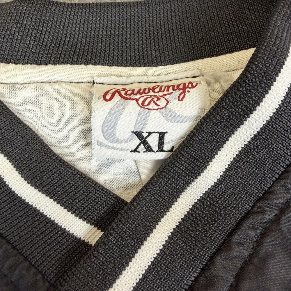 Rawlings Vintage Men's XL Windshirt Pullover V-Neck Jacket Windbreaker Black